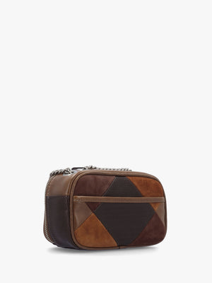 The Quilted Softshot Brown Multi Suede Cross-Body Bag