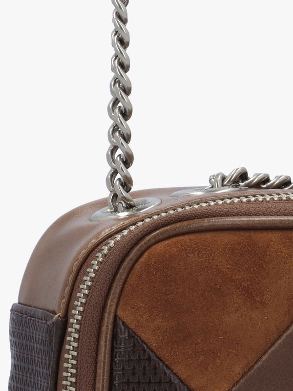 The Quilted Softshot Brown Multi Suede Cross-Body Bag