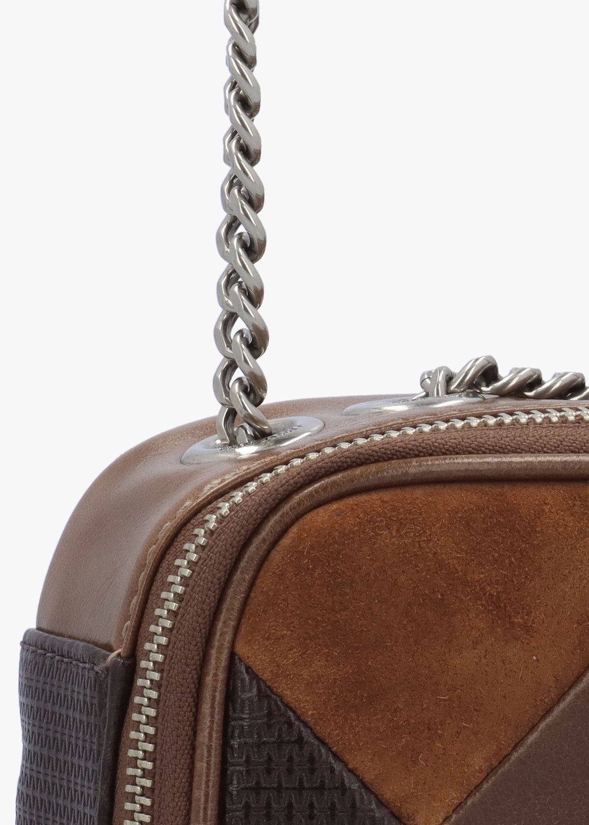 The Quilted Softshot Brown Multi Suede Cross-Body Bag