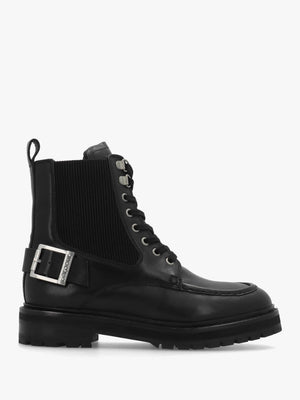 Leonie Black Leather Lace Up Ankle Boots