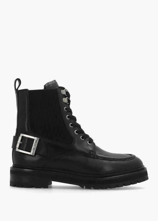 Leonie Black Leather Lace Up Ankle Boots