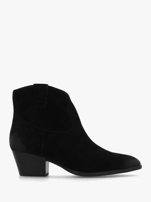 Fame Black Suede Western Ankle Boots