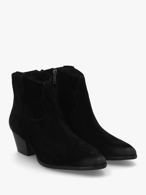 Fame Black Suede Western Ankle Boots