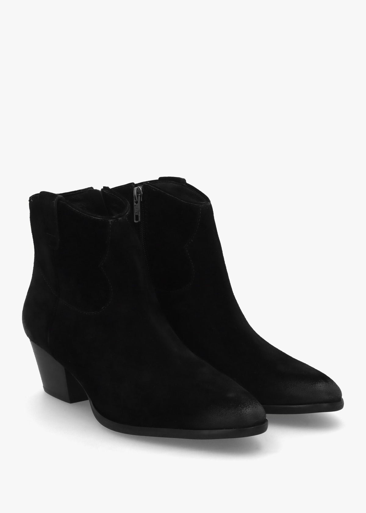 Fame Black Suede Western Ankle Boots