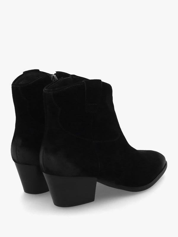 Fame Black Suede Western Ankle Boots