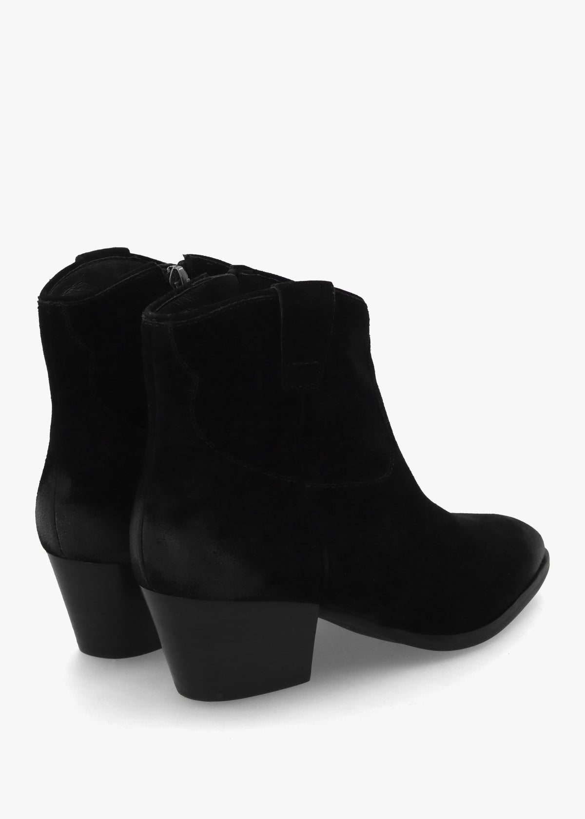 Fame Black Suede Western Ankle Boots