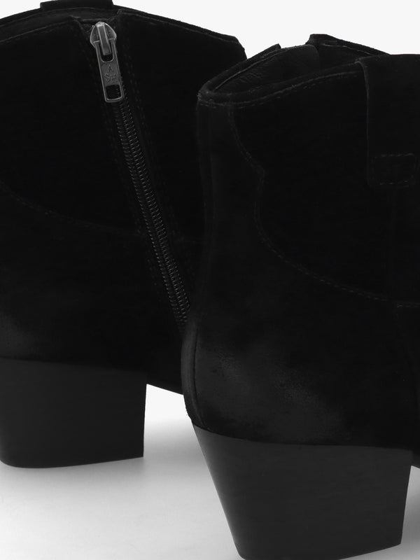 Fame Black Suede Western Ankle Boots
