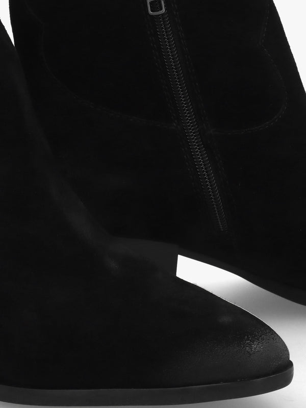 Fame Black Suede Western Ankle Boots