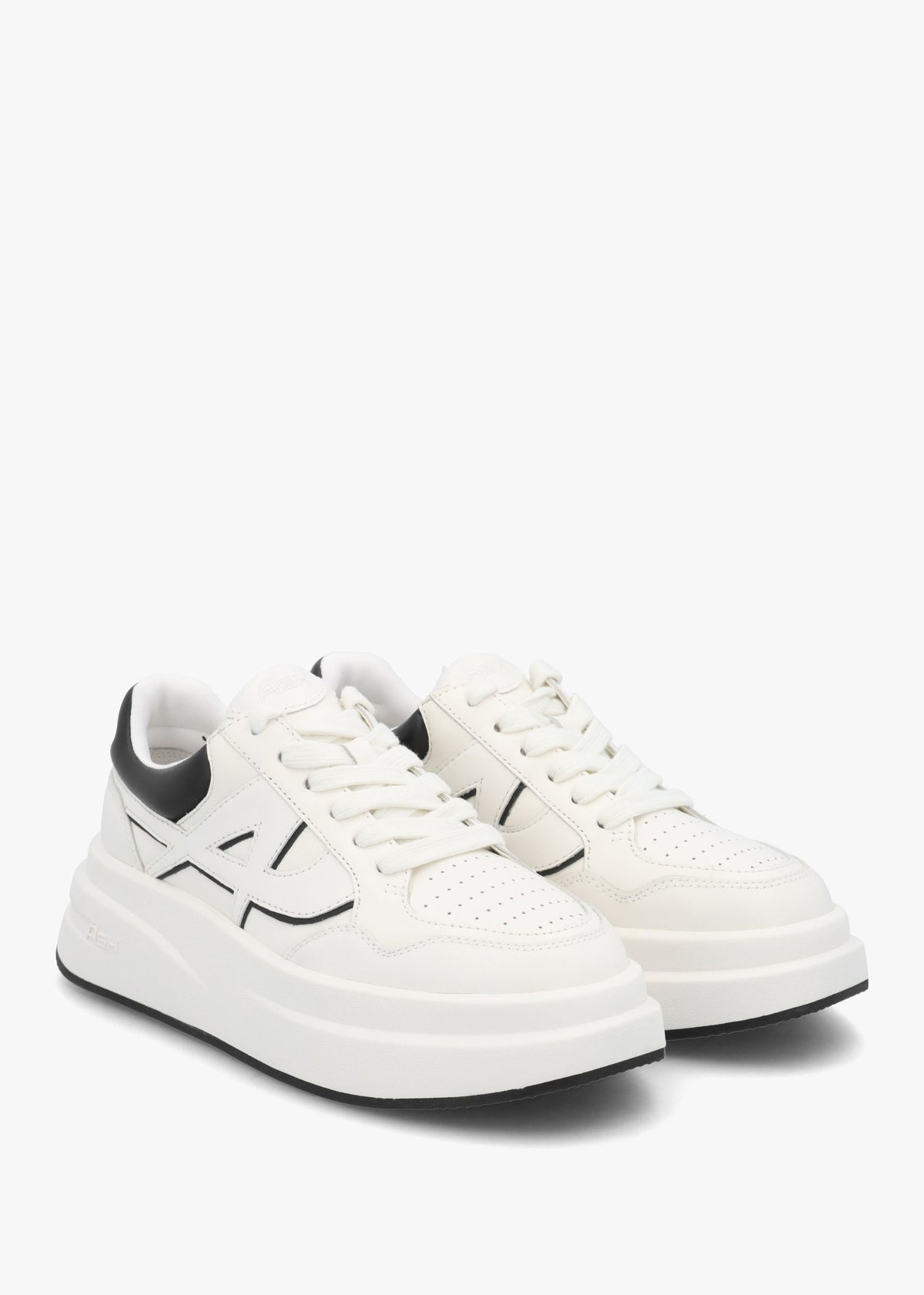Icone White & Black Leather Logo Chunky Trainers