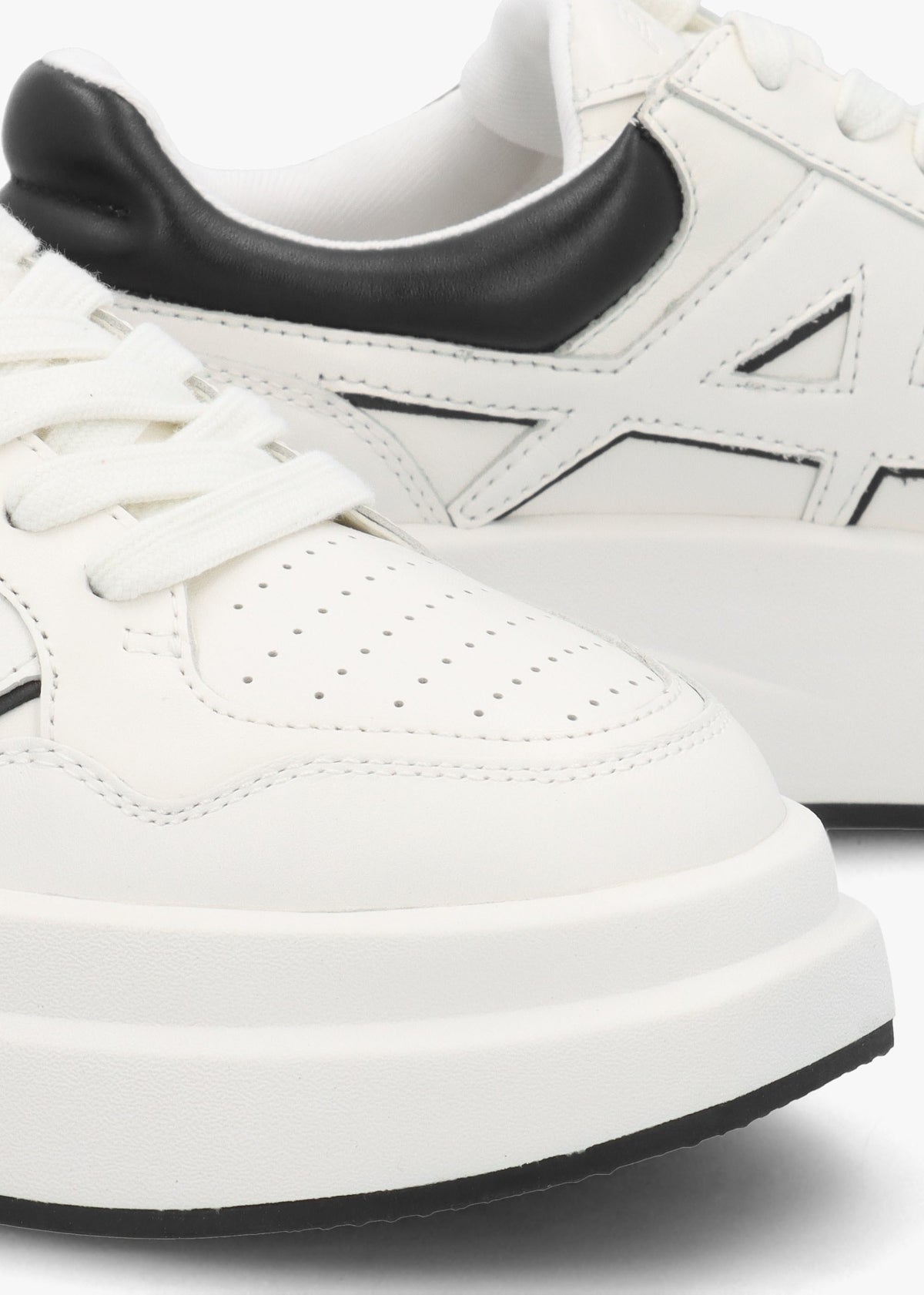 Icone White & Black Leather Logo Chunky Trainers