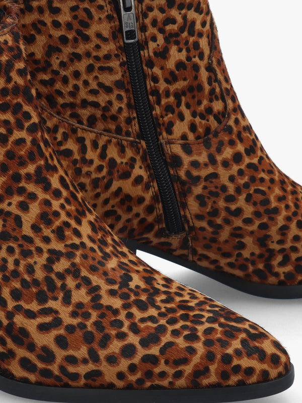 Fame Leopard Pony Hair Western Ankle Boots