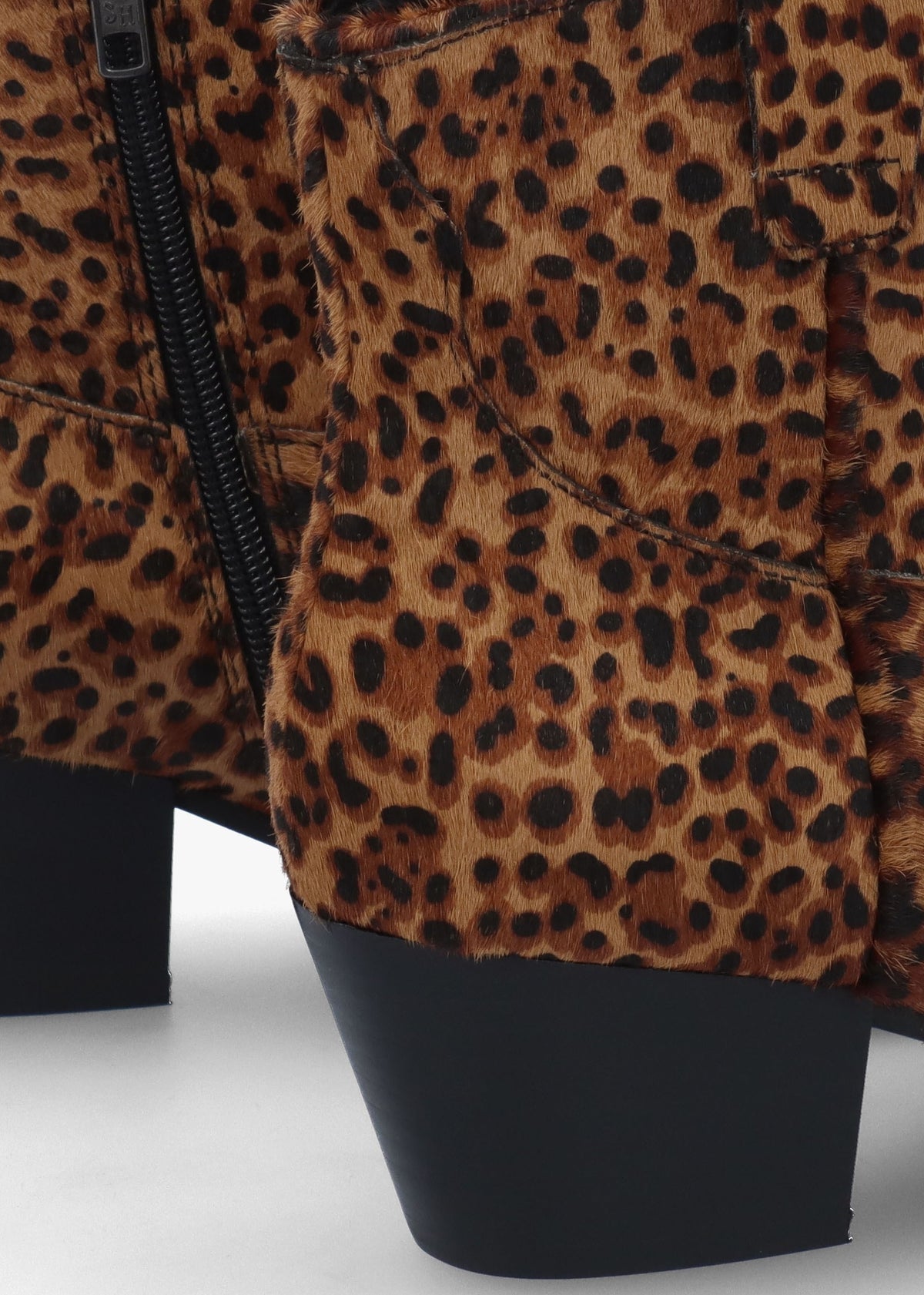 Fame Leopard Pony Hair Western Ankle Boots