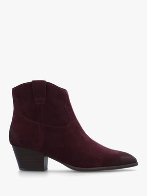 Fame Sangria Suede Western Ankle Boots