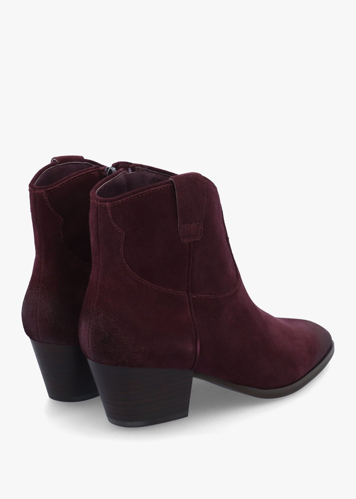 Fame Sangria Suede Western Ankle Boots