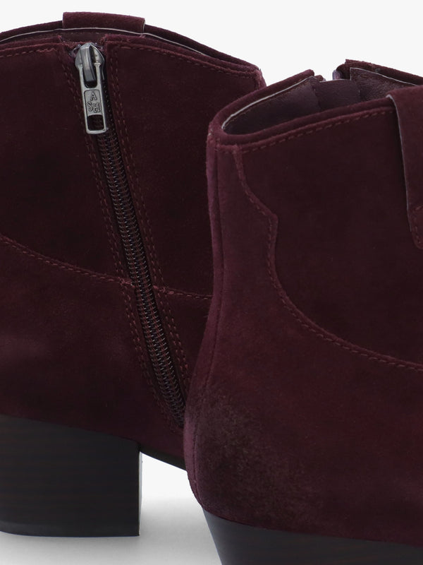 Fame Sangria Suede Western Ankle Boots