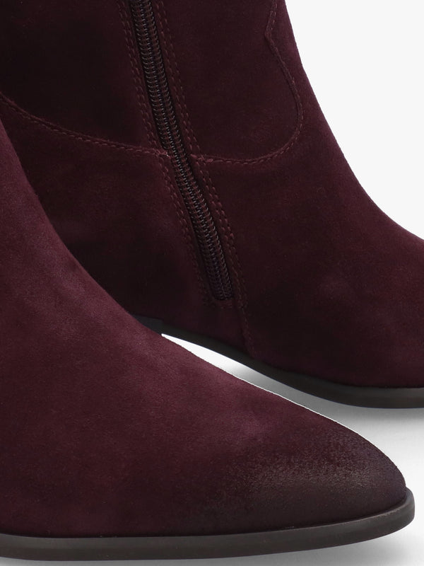Fame Sangria Suede Western Ankle Boots