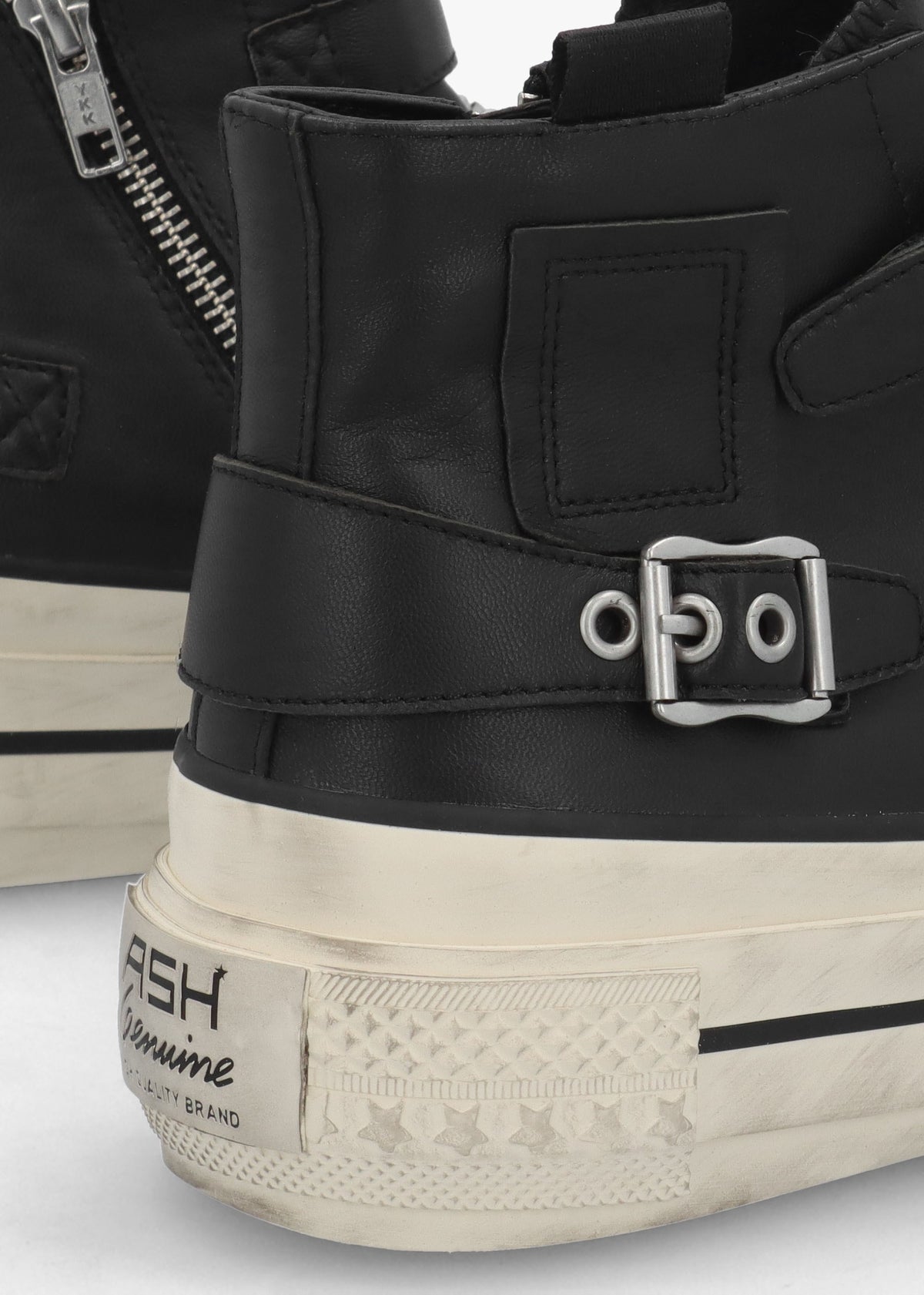 Rainbow Black Leather Buckle High Top Trainers