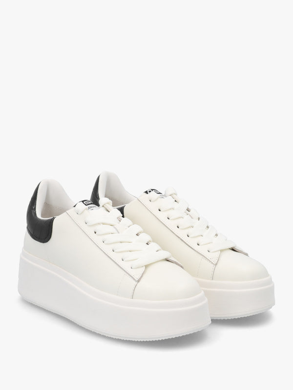 Moby White Black Cocco Lux Leather Trainers
