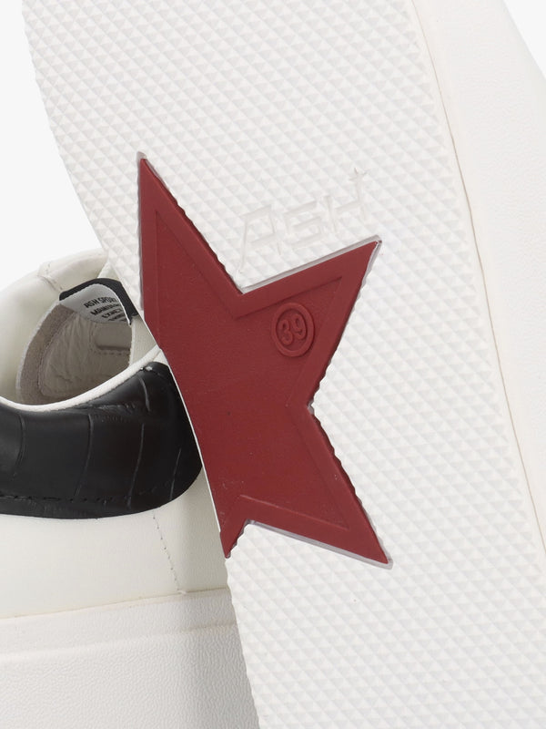 Moby White Black Cocco Lux Leather Trainers