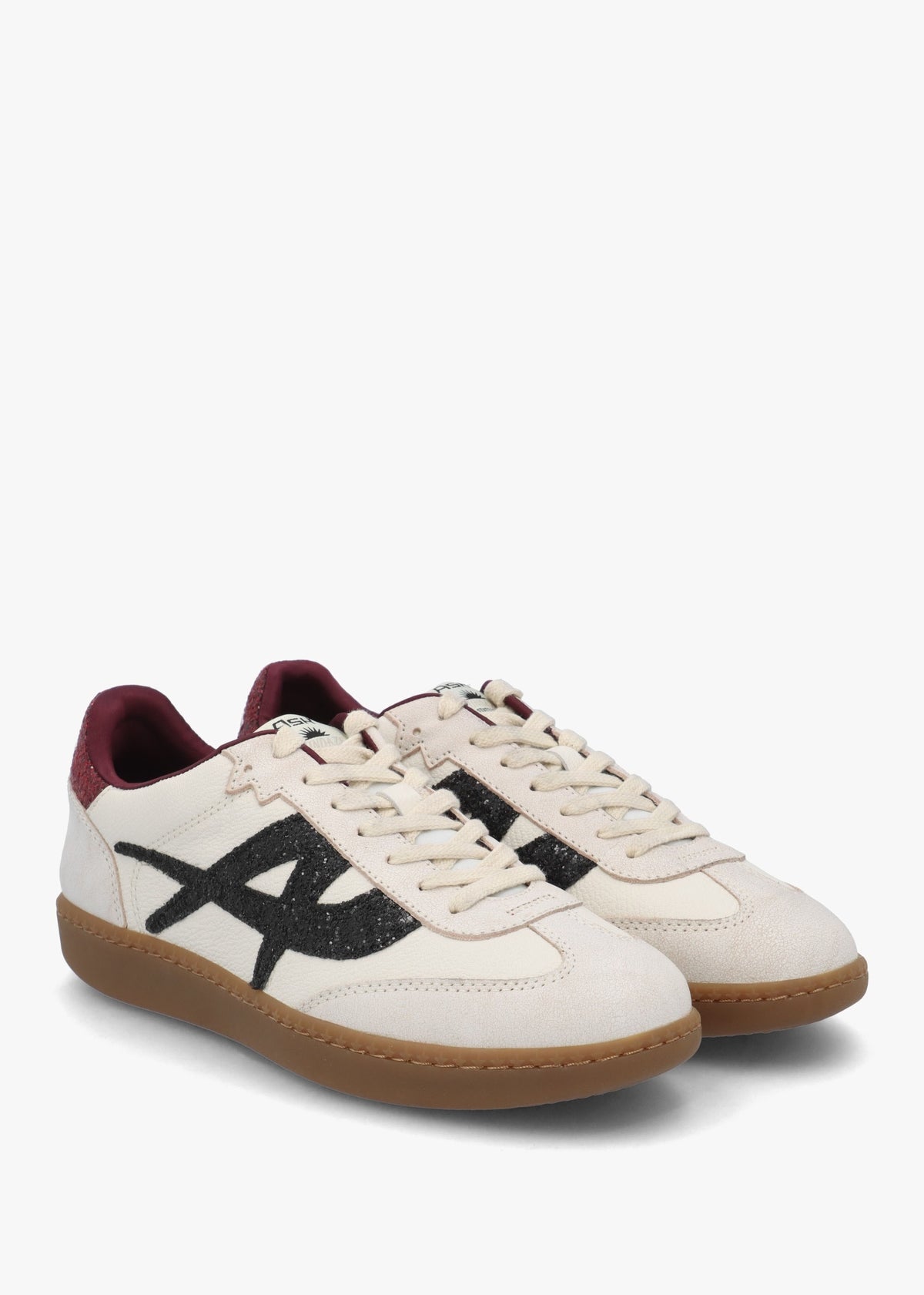 Sunset Beige Leather Glitter Trainers