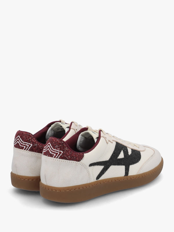 Sunset Beige Leather Glitter Trainers