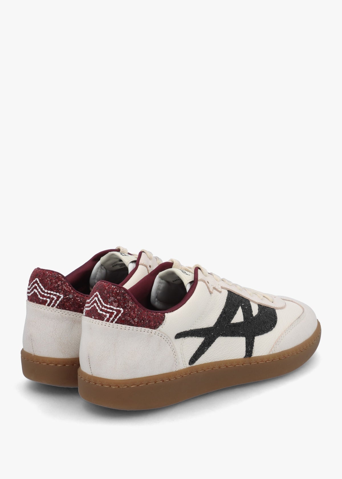 Sunset Beige Leather Glitter Trainers