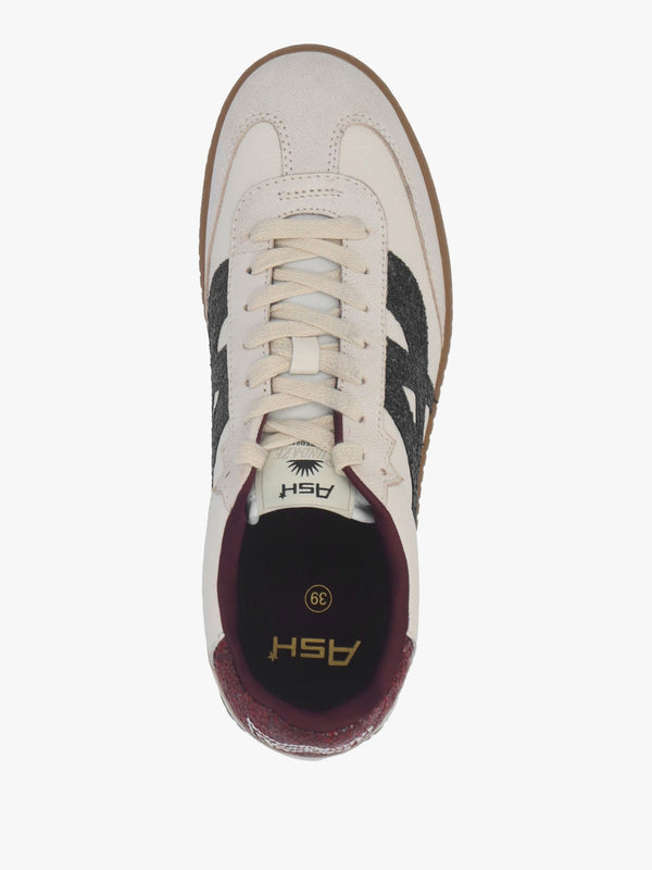 Sunset Beige Leather Glitter Trainers
