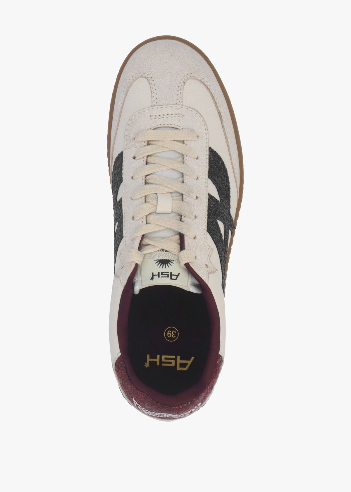 Sunset Beige Leather Glitter Trainers