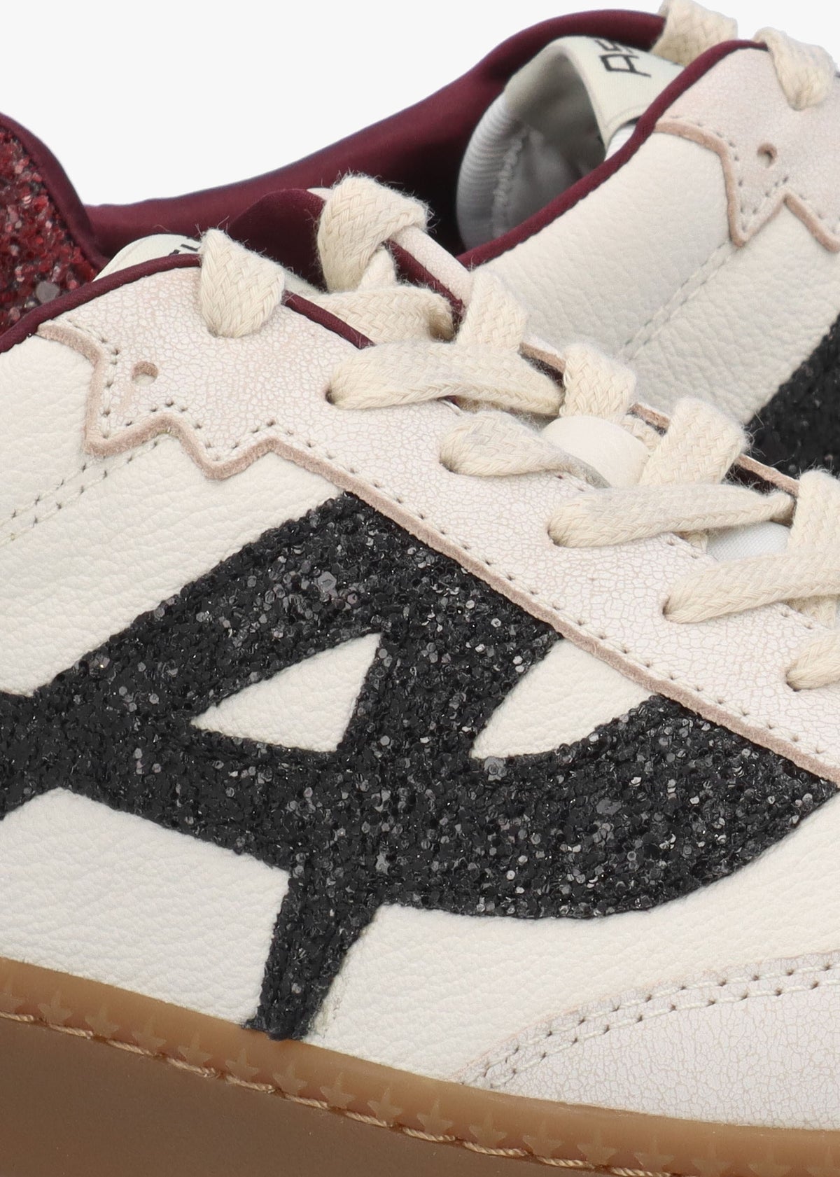 Sunset Beige Leather Glitter Trainers