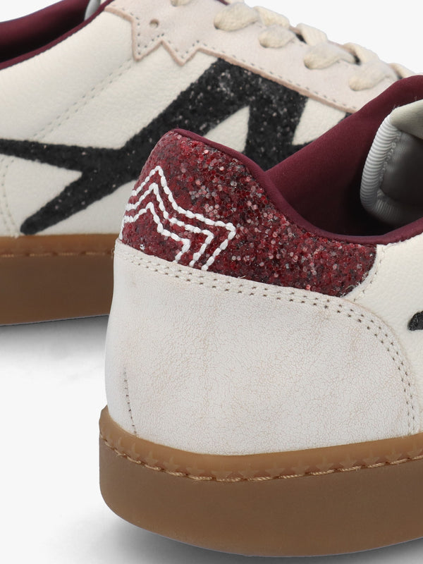 Sunset Beige Leather Glitter Trainers