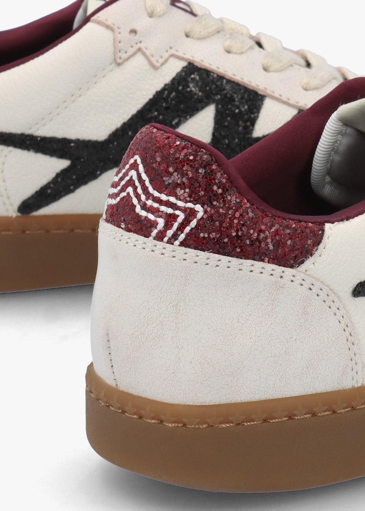 Sunset Beige Leather Glitter Trainers