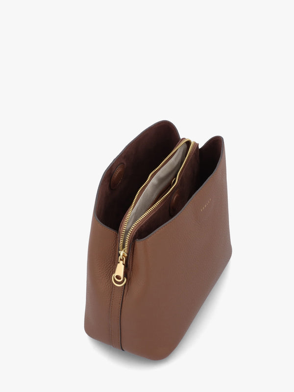 Dukes Place Medium Compartment Saddle Grained Leather Cross-Body Bag