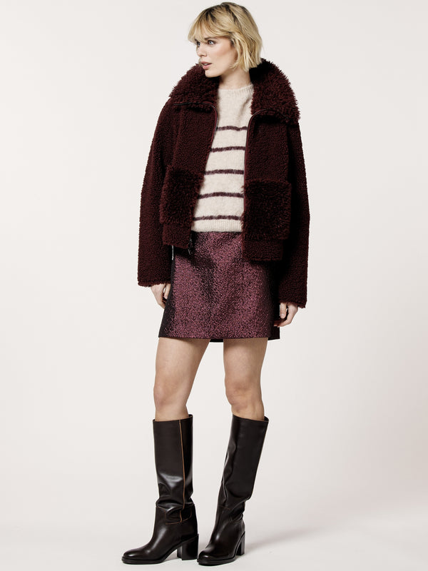 Reversable Roxy Off Burgundy Teddy Jacket