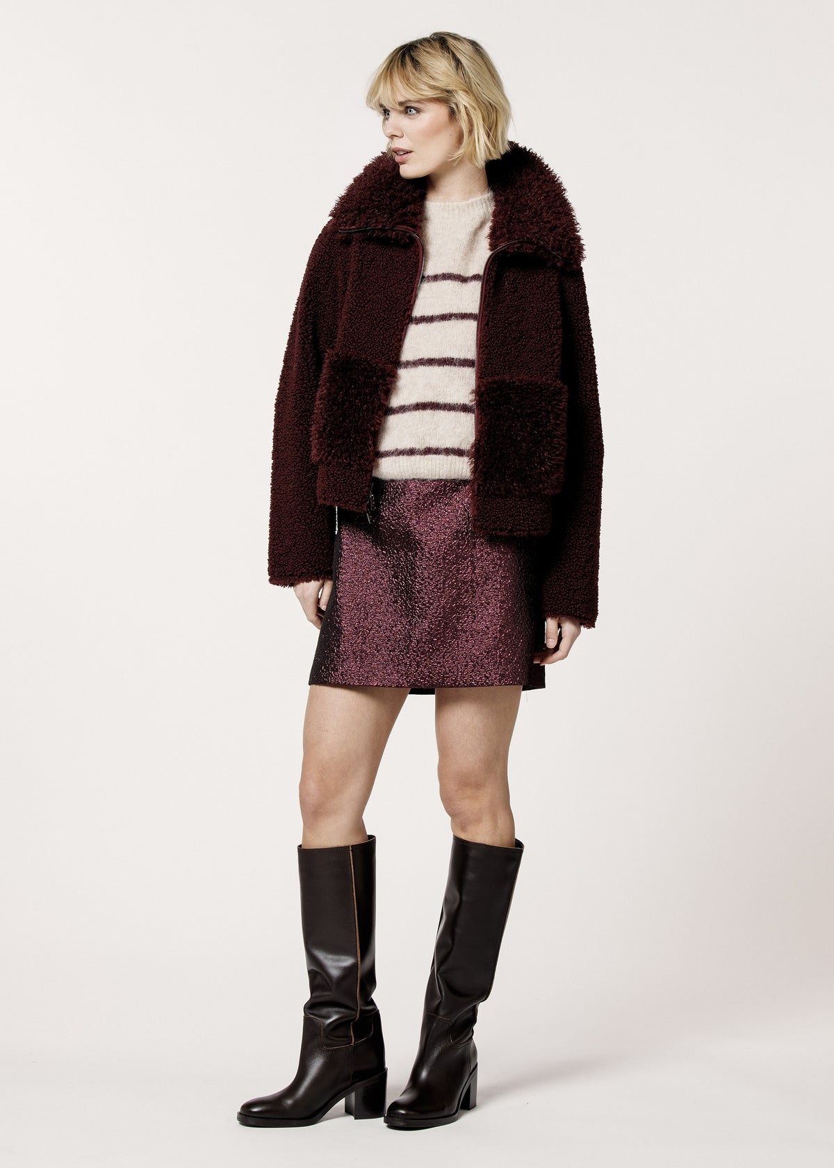 Reversable Roxy Off Burgundy Teddy Jacket