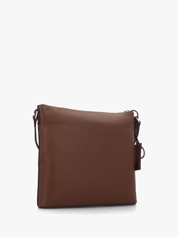 Pockets Large Top Zip North-South Chocolate Leather Cross-Body Bag