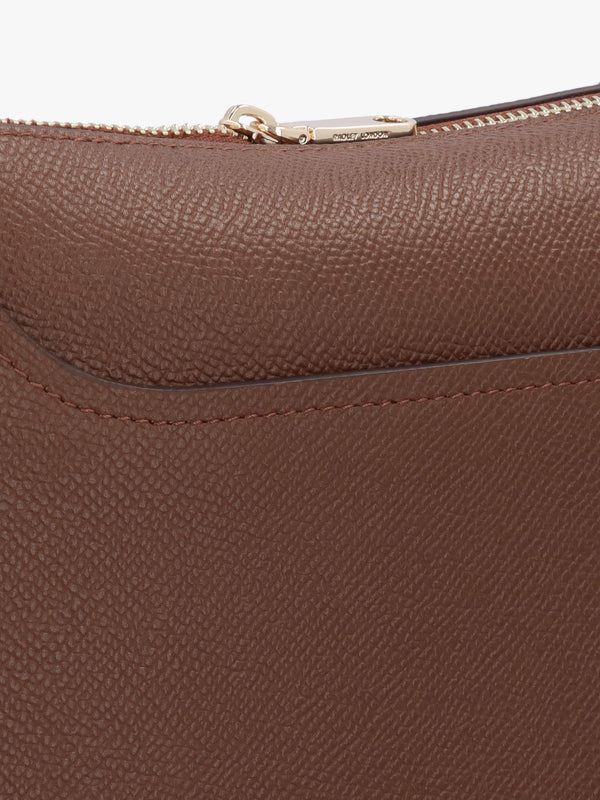 Pockets Large Top Zip North-South Chocolate Leather Cross-Body Bag