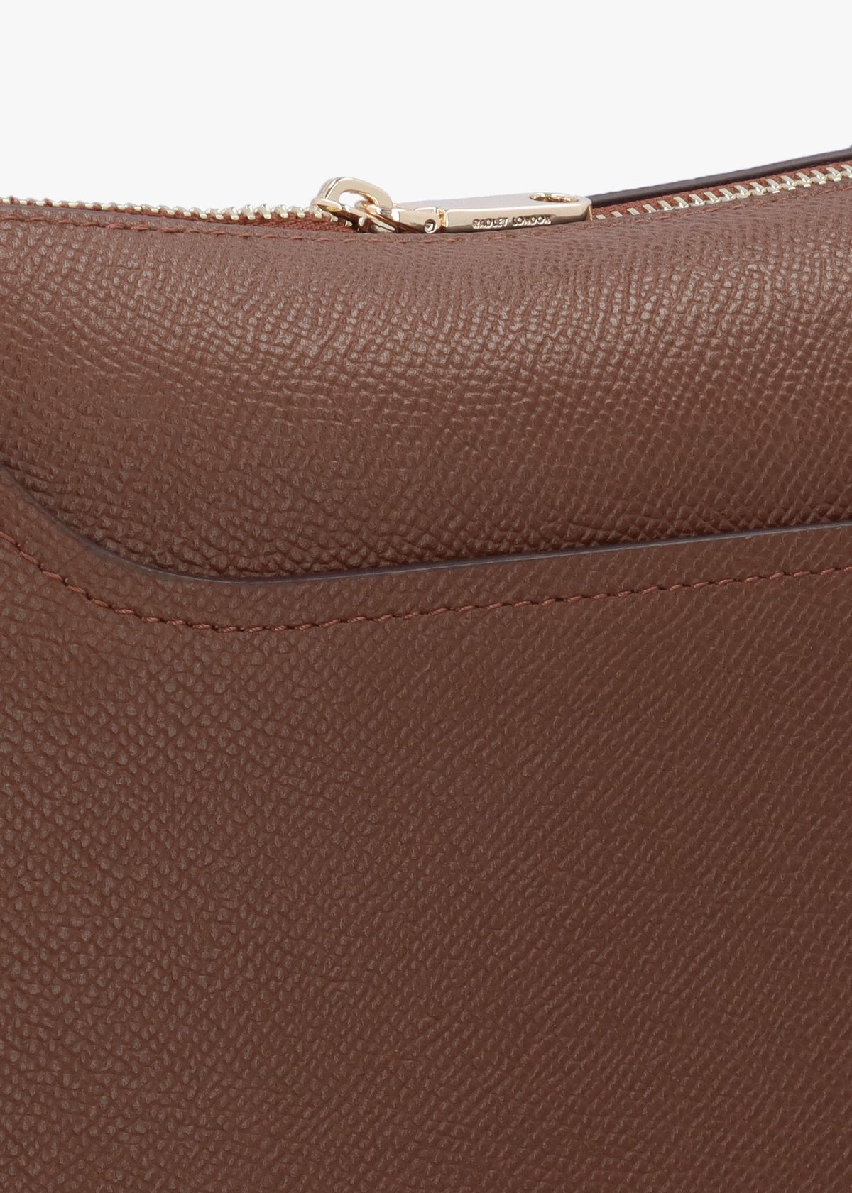 Pockets Large Top Zip North-South Chocolate Leather Cross-Body Bag