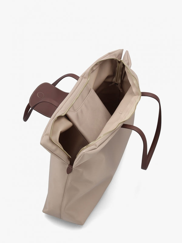 Pockets Essentials Large Top Zip Porcini Tote Bag
