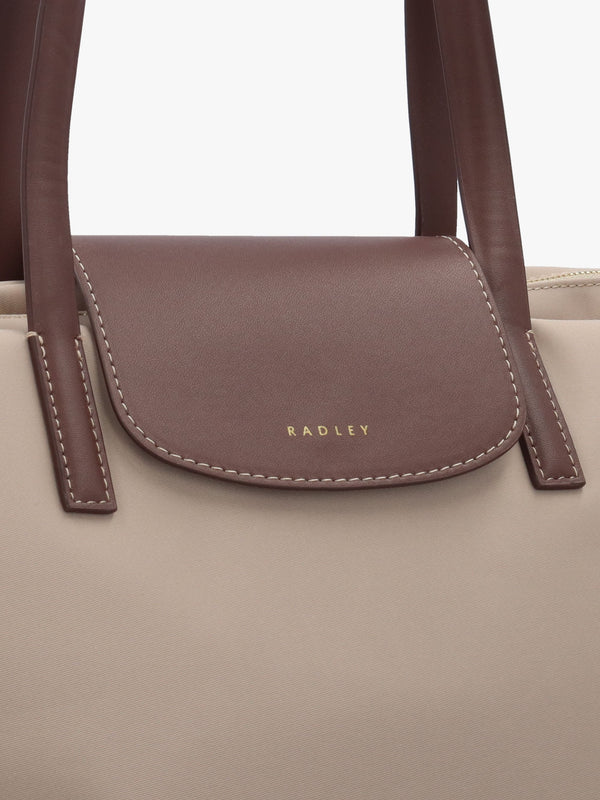 Pockets Essentials Large Top Zip Porcini Tote Bag