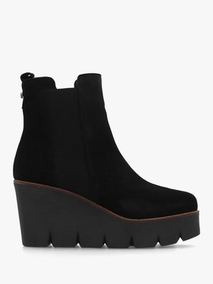 Alpaca Black Suede Wedge Ankle Boots