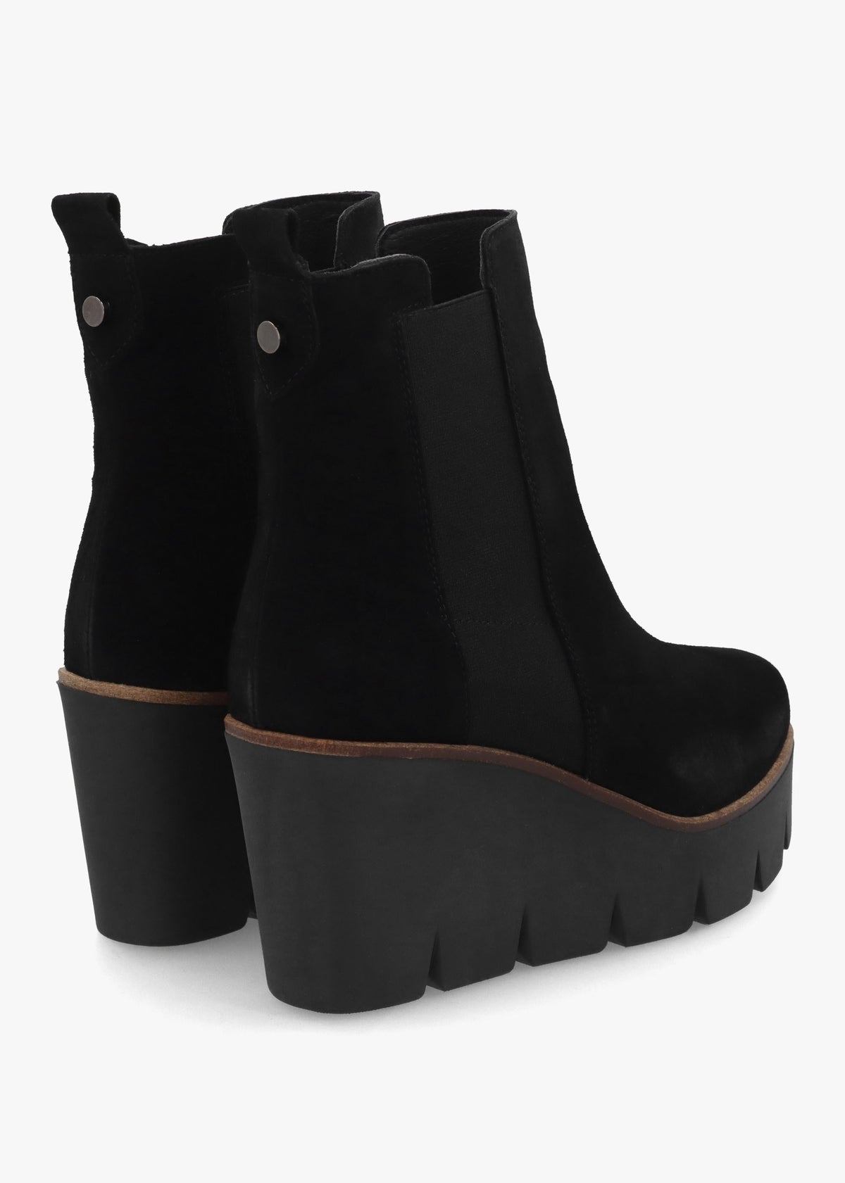 Alpaca Black Suede Wedge Ankle Boots