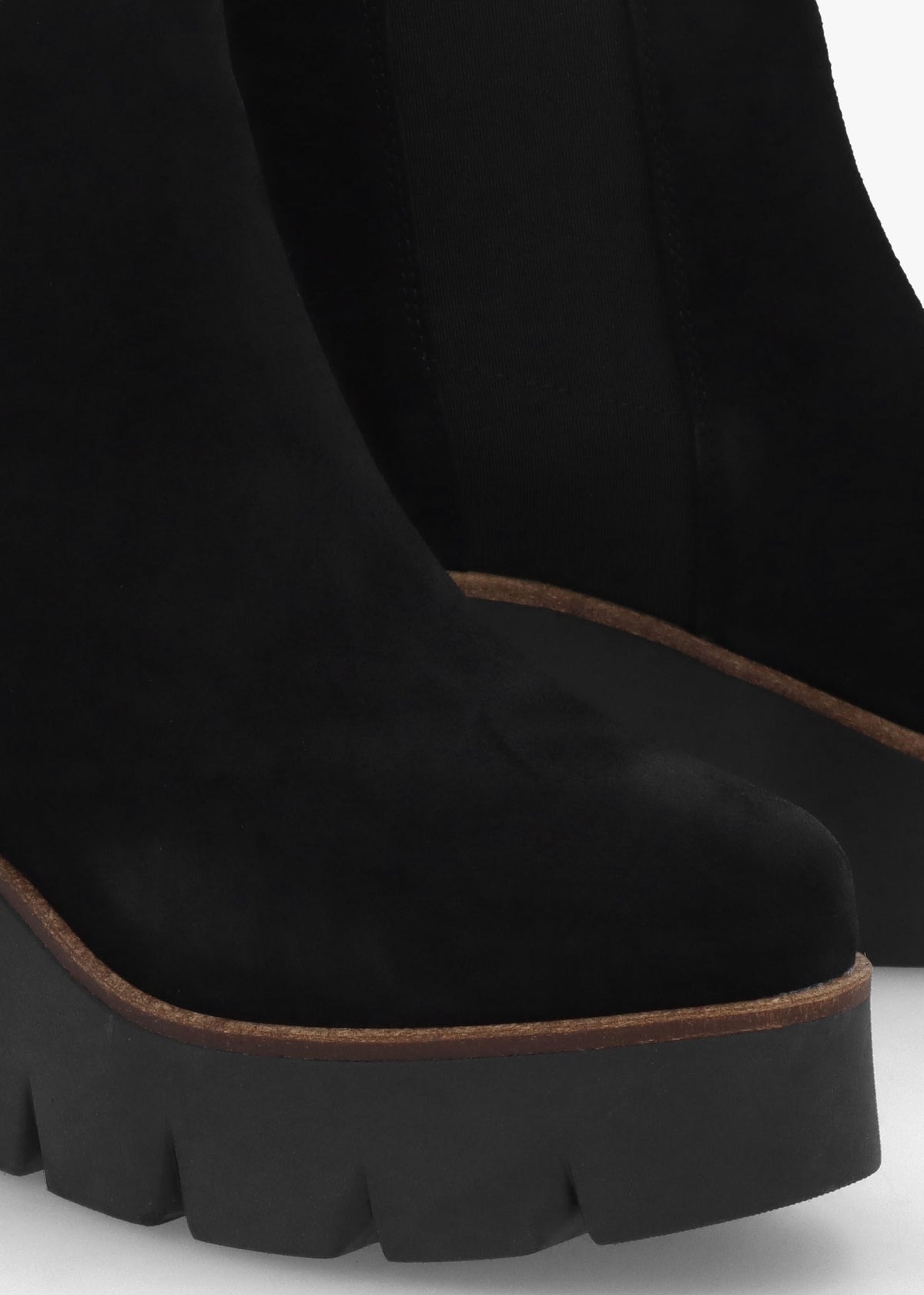 Alpaca Black Suede Wedge Ankle Boots