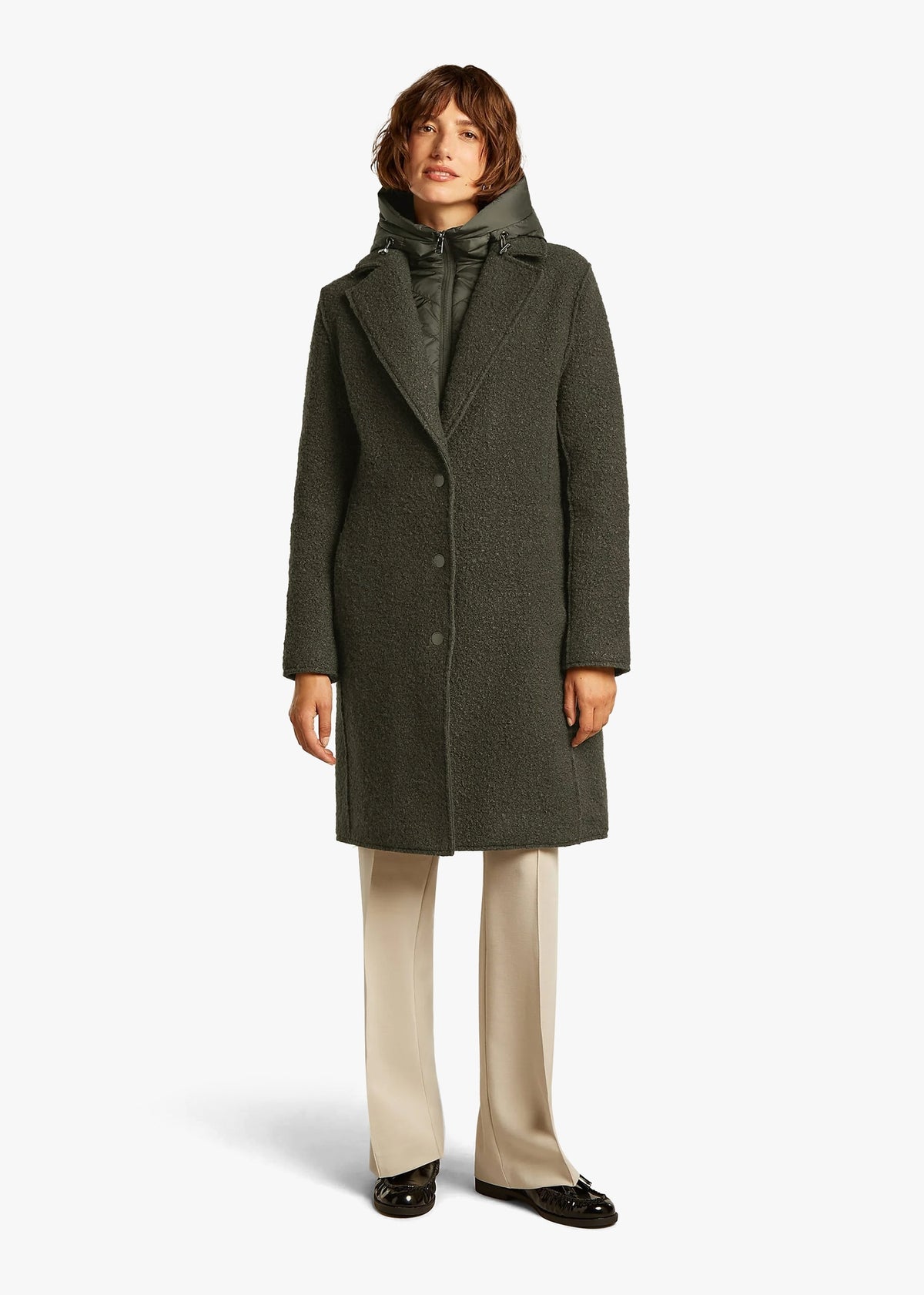 Tara Silt Green Bouclé Blazer Coat