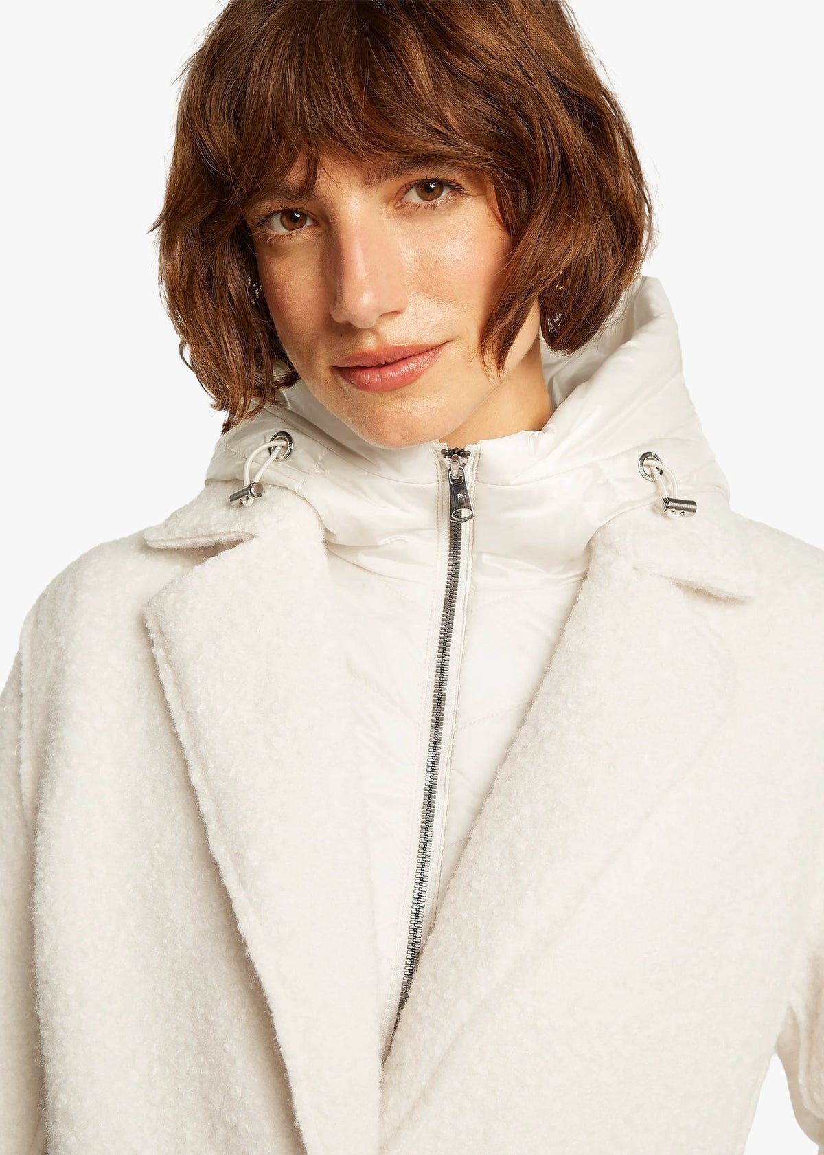 Tara Off White Bouclé Blazer Coat