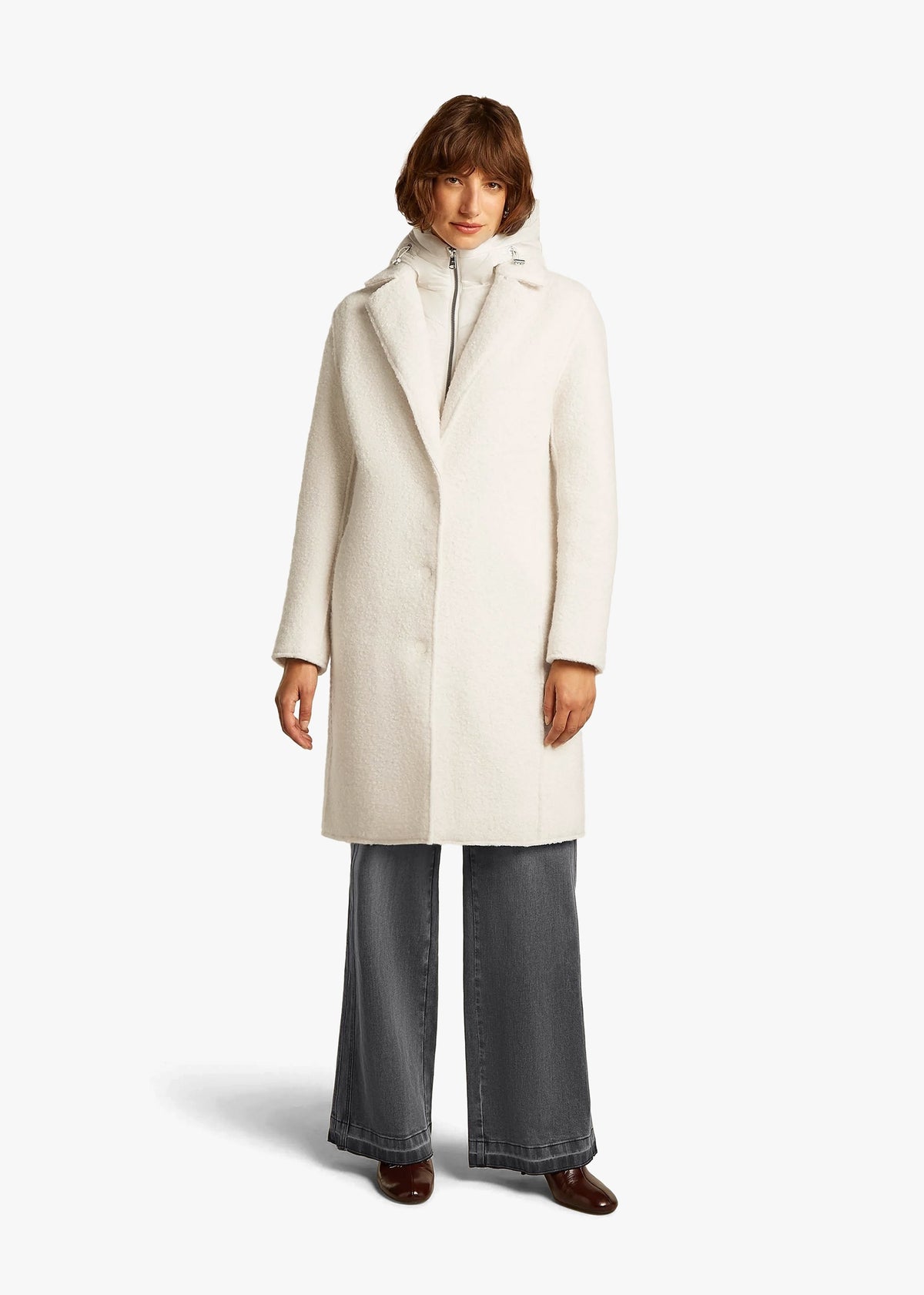 Tara Off White Bouclé Blazer Coat