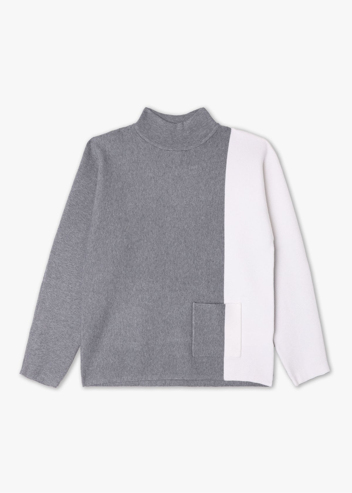 Grey Two Tone Panel Knitted Jumper