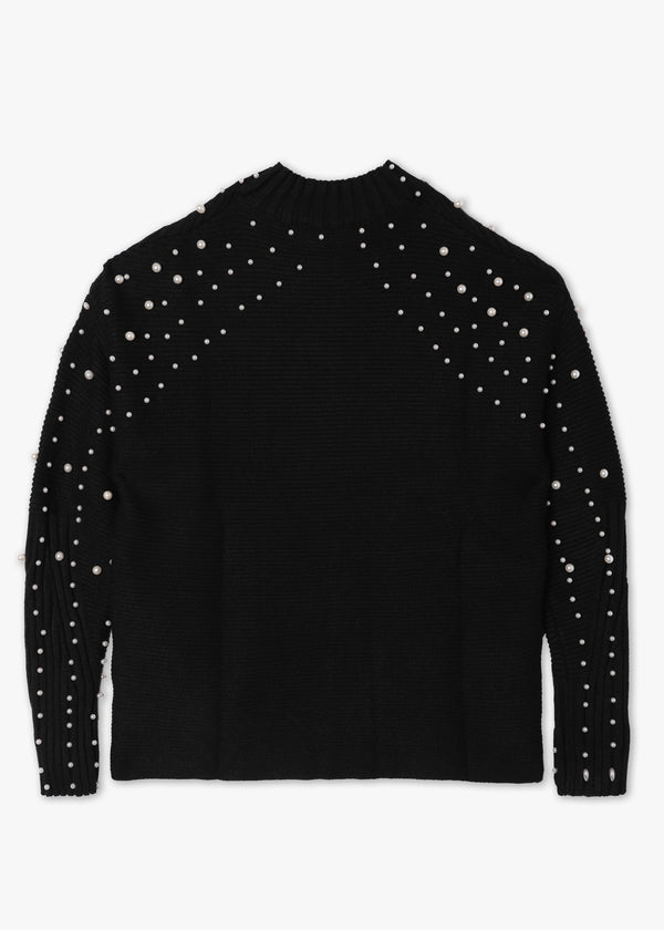 Black Peal Embellished Knitted Jumper