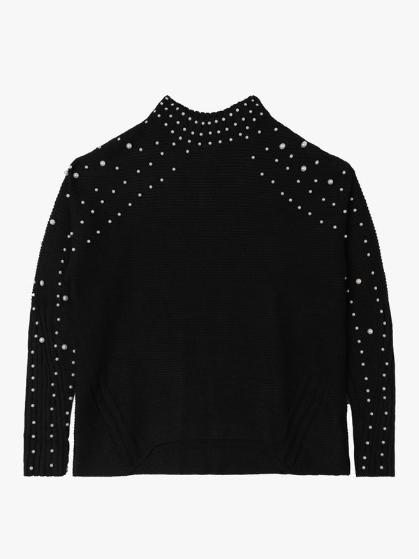 Black Peal Embellished Knitted Jumper