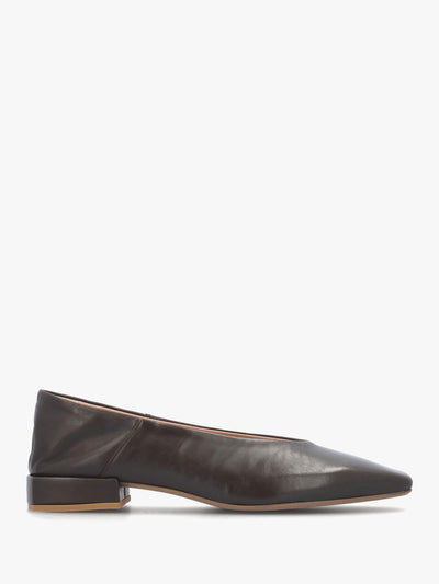Saria Brown Leather Square Toe Ballet Pumps