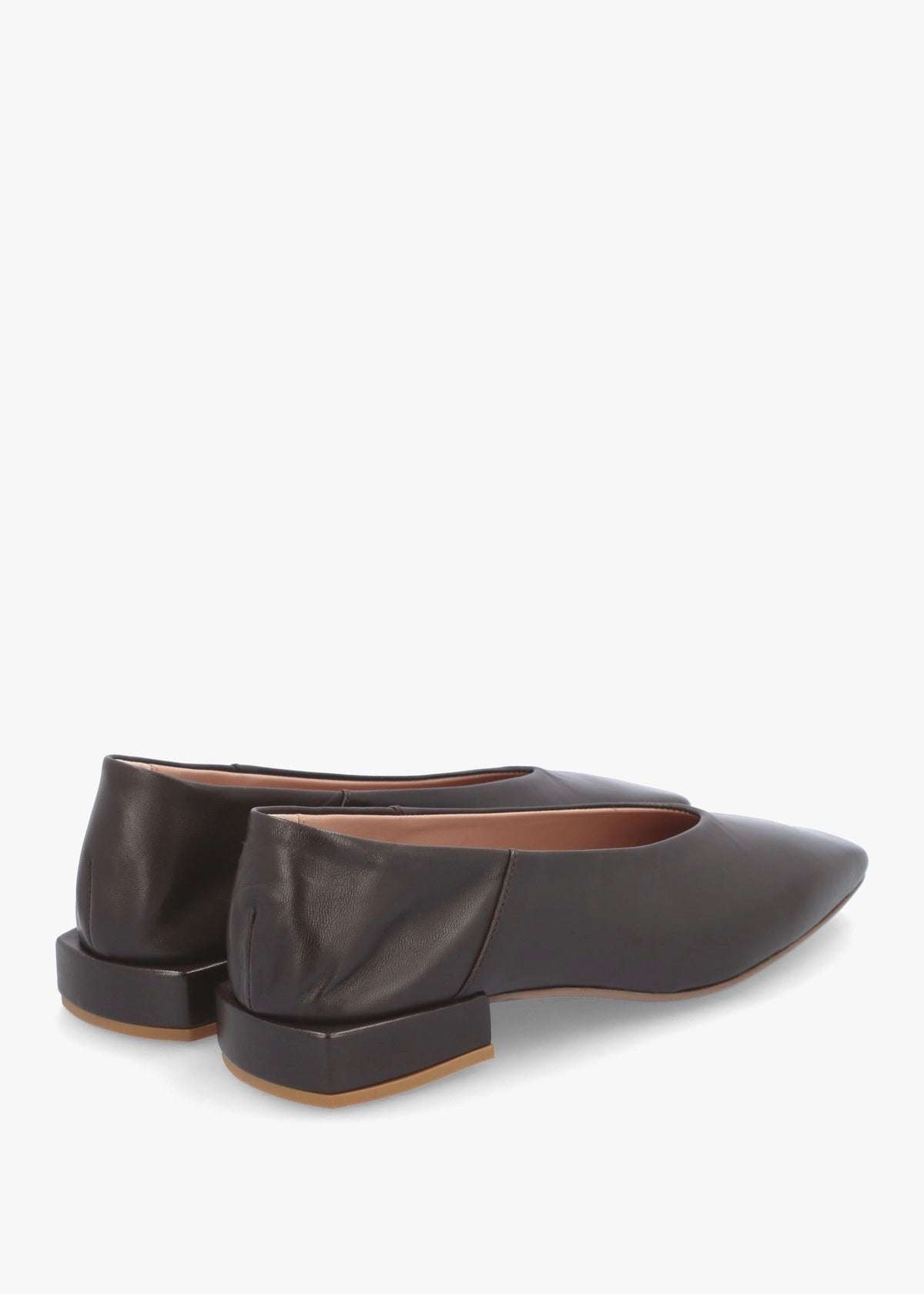 Saria Brown Leather Square Toe Ballet Pumps